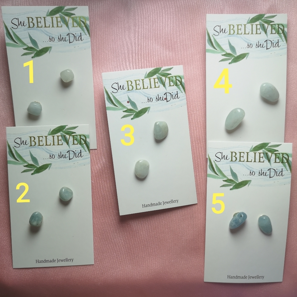 *FREE Add-on* Real Aquamarine Natural Stone Stud Earrings
